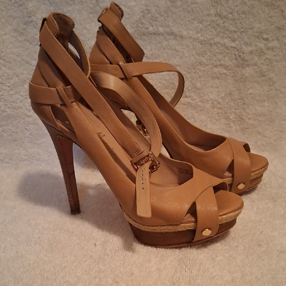 Guess by Marciano Tan Strappy Platform Stiletto Heels